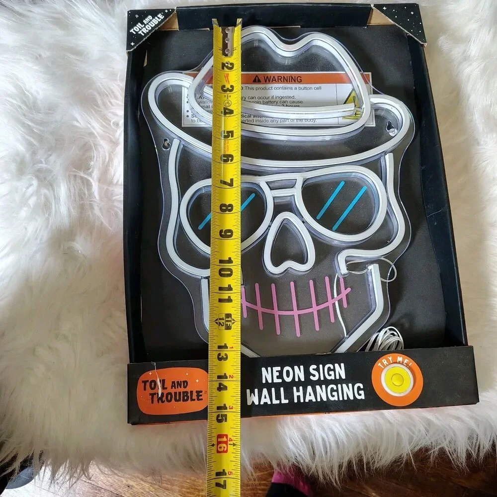 Skull Neon Light Toil & Trouble New
